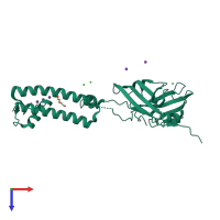 PDB entry 4lp8 coloured by chain, top view.