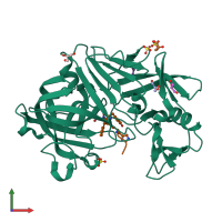 PDB entry 4lp9 coloured by chain, front view.