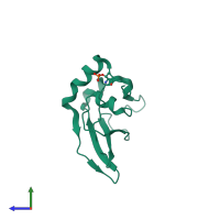 Monomeric assembly 3 of PDB entry 4lpa coloured by chemically distinct molecules, side view.