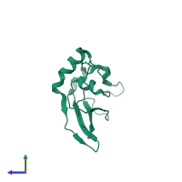 Cyclin-dependent kinases regulatory subunit in PDB entry 4lpa, assembly 1, side view.