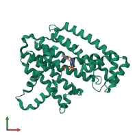 PDB entry 4lpg coloured by chain, front view.