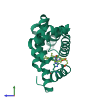 PDB entry 4lpi coloured by chain, side view.