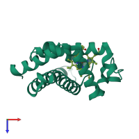 PDB entry 4lpi coloured by chain, top view.