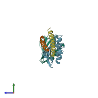 PDB entry 4lpz coloured by chain, side view.