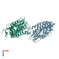 PDB entry 4lq8 coloured by chain, top view.