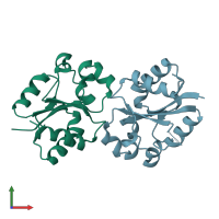 PDB entry 4lqc coloured by chain, front view.