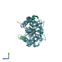 PDB entry 4lqc coloured by chain, side view.