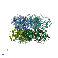 PDB entry 4lql coloured by chain, top view.