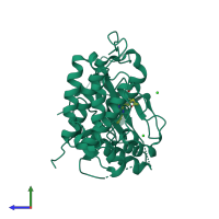 PDB entry 4lqm coloured by chain, side view.