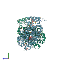 PDB entry 4lqx coloured by chain, side view.