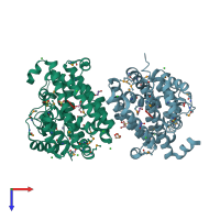 PDB entry 4lqx coloured by chain, top view.