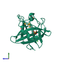 PDB entry 4lqz coloured by chain, side view.