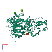 PDB entry 4lr2 coloured by chain, top view.