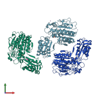 PDB entry 4lr9 coloured by chain, front view.