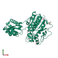 PDB entry 4lrd coloured by chain, front view.