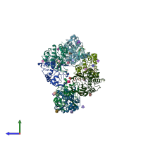 PDB entry 4lrh coloured by chain, side view.