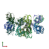 PDB entry 4lrv coloured by chain, front view.