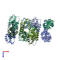 PDB entry 4lrv coloured by chain, top view.