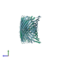 PDB entry 4lsf coloured by chain, side view.