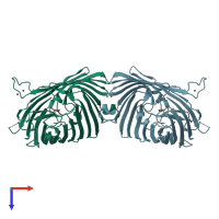 PDB entry 4lsf coloured by chain, top view.