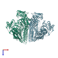 PDB entry 4lsg coloured by chain, top view.