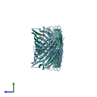 PDB entry 4lsh coloured by chain, side view.