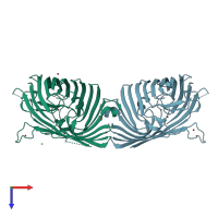 PDB entry 4lsh coloured by chain, top view.