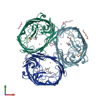 PDB entry 4lsi coloured by chain, front view.