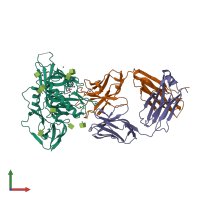 Hetero trimeric assembly 1 of PDB entry 4lsq coloured by chemically distinct molecules, front view.