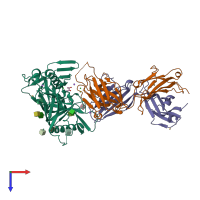 PDB entry 4lsq coloured by chain, top view.