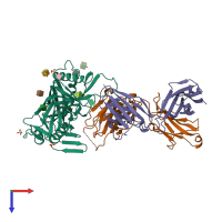 PDB entry 4lsr coloured by chain, top view.