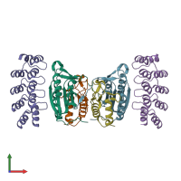 PDB entry 4lsz coloured by chain, front view.