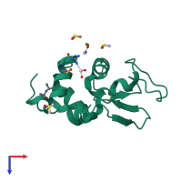 PDB entry 4lt2 coloured by chain, top view.