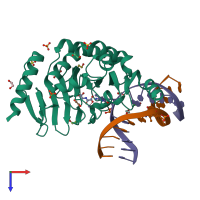 PDB entry 4lt5 coloured by chain, top view.