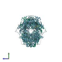 PDB entry 4lte coloured by chain, side view.