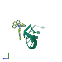 PDB entry 4ltl coloured by chain, side view.