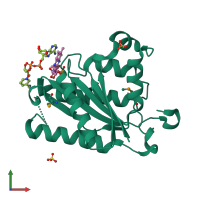 PDB entry 4ltn coloured by chain, front view.