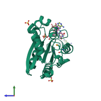 PDB entry 4ltn coloured by chain, side view.