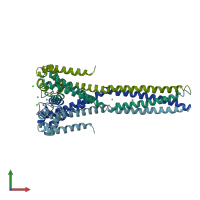 PDB entry 4lto coloured by chain, front view.