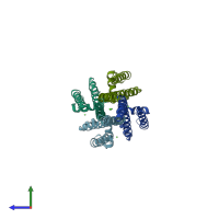 PDB entry 4lto coloured by chain, side view.