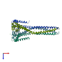 PDB entry 4lto coloured by chain, top view.