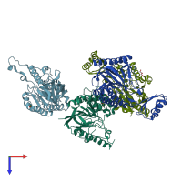 PDB entry 4lty coloured by chain, top view.