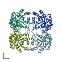 PDB entry 4lu0 coloured by chain, front view.