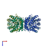 PDB entry 4lu0 coloured by chain, top view.