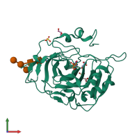 PDB entry 4lu3 coloured by chain, front view.