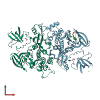 PDB entry 4lud coloured by chain, front view.