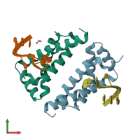 PDB entry 4lup coloured by chain, front view.