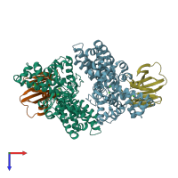 PDB entry 4luq coloured by chain, top view.