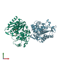 PDB entry 4lv0 coloured by chain, front view.