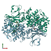 PDB entry 4lvb coloured by chain, front view.